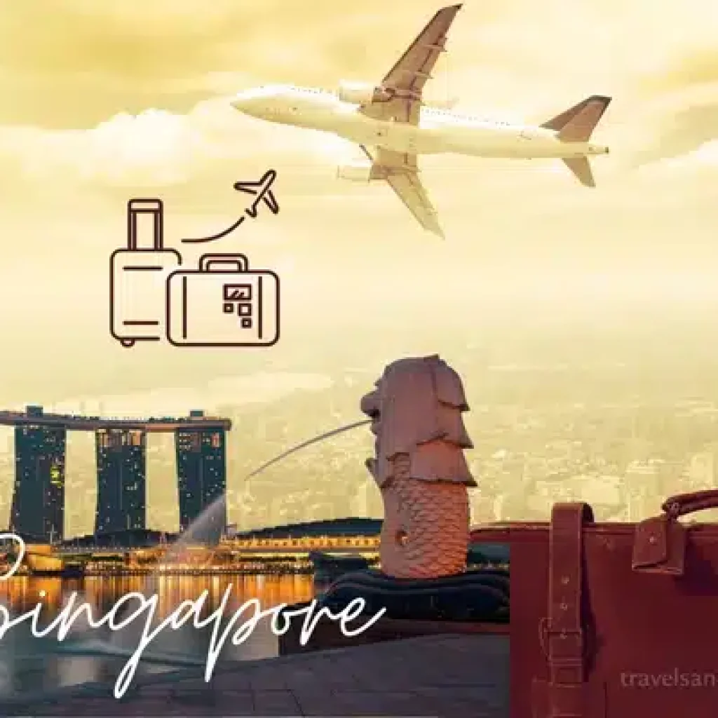 Featured image of the blog post about Singapore showing Merloin and Marina Bay Sands etc.